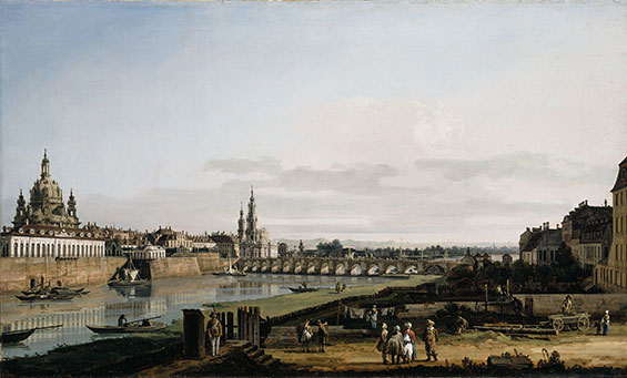 Bernardo Bellotto il Canaletto Dresden vom rechten Elbufer mit der Augustusbrücke National Gallery of Ireland