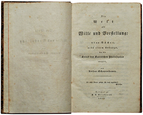 Schopenhauer die welt als wille und vorstellung erstausgabe 1819