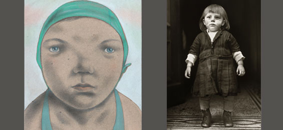 Kinderporträts gegenübergestellt: Fotografien von August Sander und Illustrationen von Ingrid Godon 